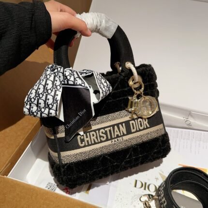 Lady D-lite Autumn/Winter Lamb Hair Princess Bag with Wide Shoulder Straps