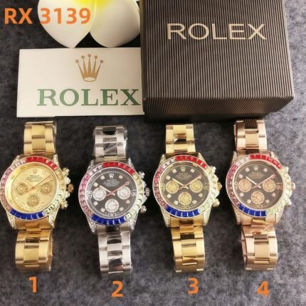 Six needle timing, waterproof, solid steel strip, colorful full diamond fashionable three eye Roman pattern men's quartz watch, hip-hop circular large dial versatile watch