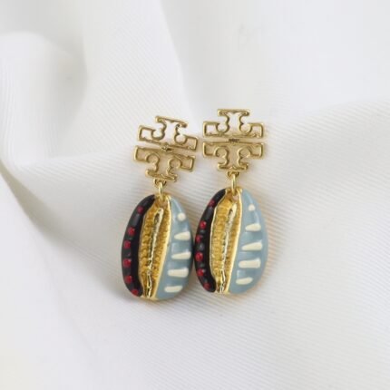 TB European and American style creative design hollow letters colored enamel glaze shell earrings earrings for girls