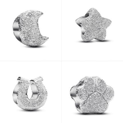 Pandora Textured Charm Collection: Celestial & Whimsical Symbols for Personalized Style