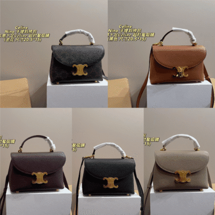 Celine Nino Top Handle Bag Series: Luxe Leather with Signature Hardware (20.5*15cm)