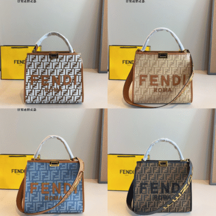 Fendi Roma Embroidered Top Handle Bag: Signature FF Monogram with Structured Design (29×13×25cm)