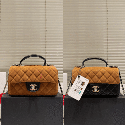Chanel Quilted Suede Top Handle Bag: Luxe Suede with Signature CC Hardware (20×13cm)