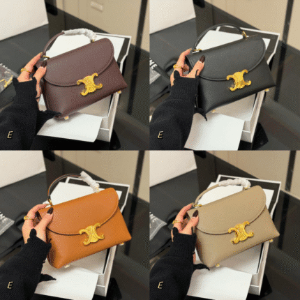 Celine Triomphe Mini Bag Series: Luxe Cowhide with Signature Hardware & Versatile Color Palette (20cm)