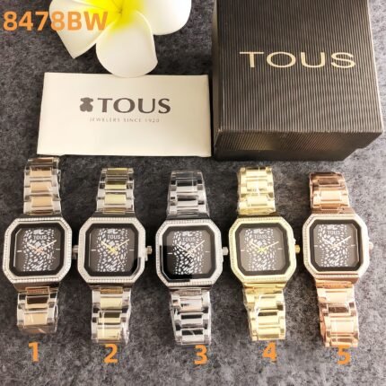 TOUS 8478BW Series Watches: Distinctive Square Design with Animal Print Dial & Luxe Metal Bracelet Elegance