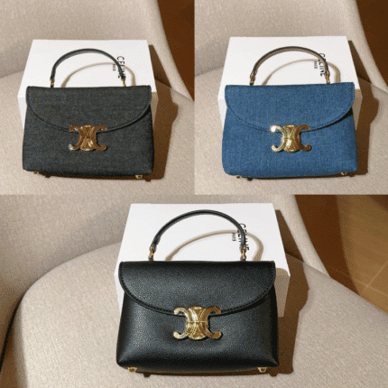 Celine Triomphe Top Handle Bag Series: Diverse Textures with Signature Hardware (20×14×8cm)