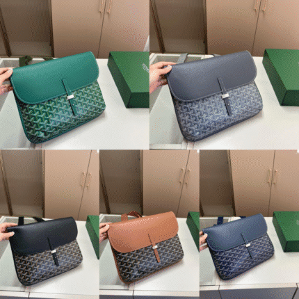 Goyard Messenger Bag: Signature Chevron Print with Sophisticated Flap Design