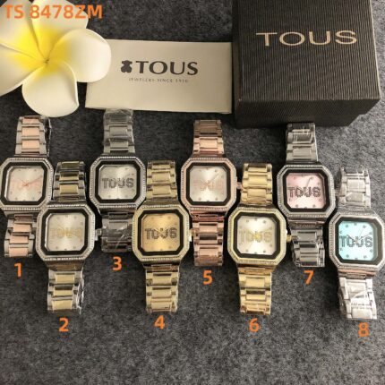 Tous TS 8478ZM Series Watches: Retro Square Design with Playful Branding & Crystal Accents