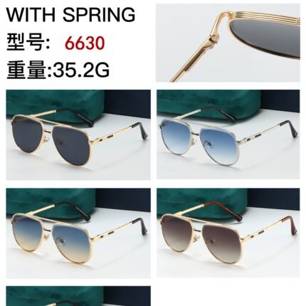 Gucci Model 6630 Aviator Sunglasses: Timeless Style with Spring Hinges