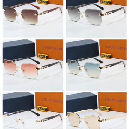 Louis Vuitton Rimless Square Sunglasses (Model 68077): Elegant Gradient Aesthetics