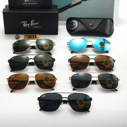 Ray - Ban Square Aviator Sunglasses (Model 8701): Varied Lens Colors, Classic Design