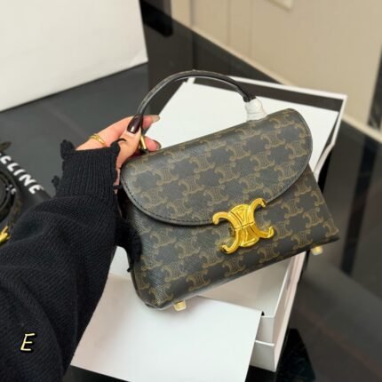 Celine Triomphe Mini Bag: Iconic Monogram Print with Signature Hardware (20cm)