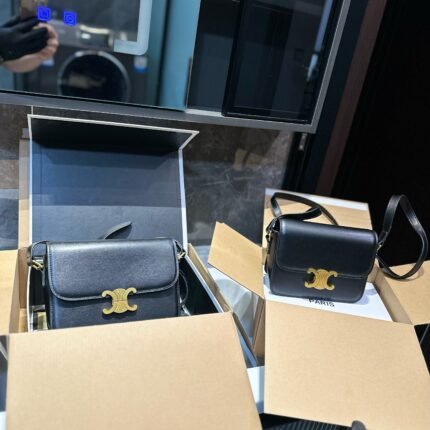 Celine Triomphe Crossbody Bag Series: Luxe Leather with Signature Hardware (Large: 22.517cm, Small: 18.514cm)