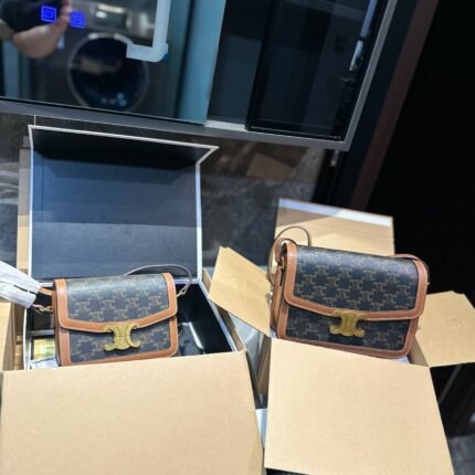 Celine Triomphe Monogram Crossbody Bag Series: Iconic Print with Signature Hardware (Large: 22.5*17cm, Small: 18.5*14cm)