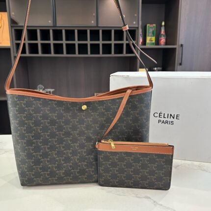 Celine Monogram Tote Bag Set: Iconic Print with Matching Pouch (32*24cm)