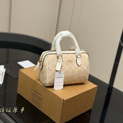 COACH Mini Satchel Bag: Signature Monogram with Premium Craftsmanship (18×12cm)