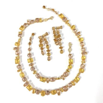 Swarovski Citrine-Inspired Jewelry Set: Radiant Gemstone Necklace & Earrings Collection