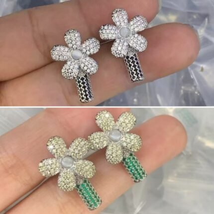 Louis Vuitton Blossom Diamond & Pearl Earrings | Two-Tone Gemstone Floral Studs | Luxury Fine Jewelry