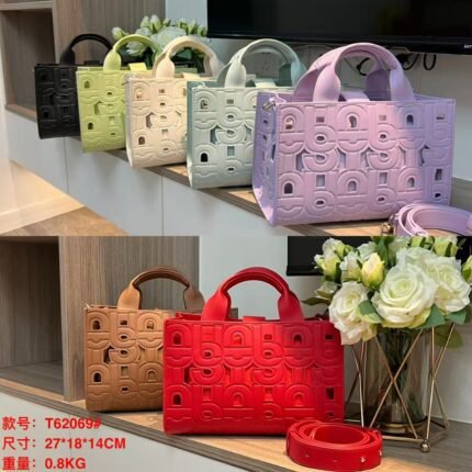 TOUS Hollow Logo Tote Bag - Multi-Color Leather Shoulder & Crossbody Bag, Light Luxury Fashion Large-Capacity Women's Bag