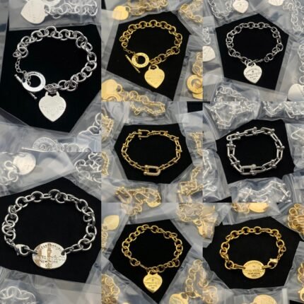 Tiffany Return to Tiffany Collection Multi-Style Bracelets - 925 Silver/18K Gold Logo Wrist Accessories, Tiffany Classic Retro-Style Bracelets