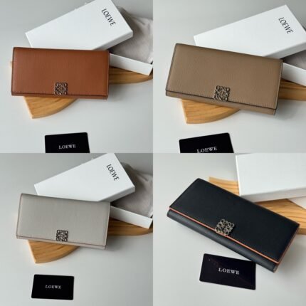 LOEWE Anagram Grained Leather Long Wallet - Multiple Colors Available (Size 19*10cm)