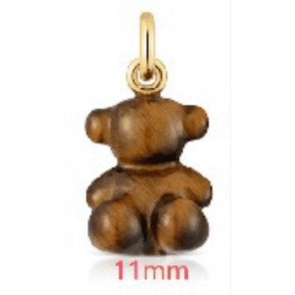 TOUS Tiger's Eye Teddy Bear Pendant | 11mm Natural Stone Vintage Gold-Clasp Necklace Charm