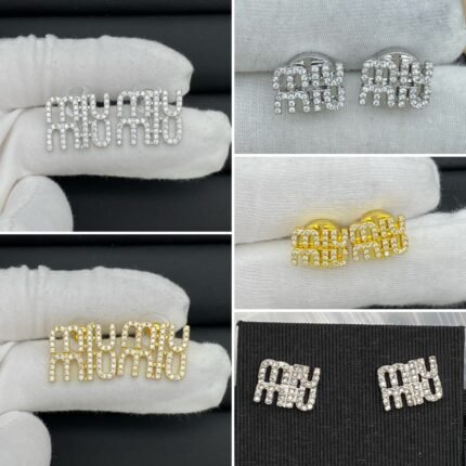 Miu Miu Crystal-Encrusted Letter Earrings | Luxury MIU Logo Ear Jewelry