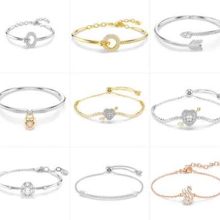 Swarovski Heart & Swan Bracelet Collection - Luxury Sparkling Stackable Jewelry