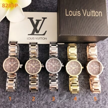 LOUIS VUITTON 8289P Luxury Crystal Steel Band Watch | Versatile Fashion Unisex Timepiece