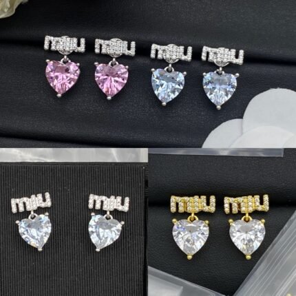 Miu Miu Square Crystal Stud Earrings | Luxury MIU Logo Geometric Jewelry