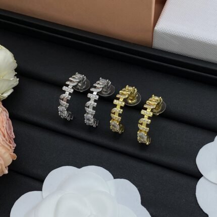 Miu Miu Luxury Logo Stud Earrings | Classic Versatile Ear Jewelry (Multi-Color & Style Options Available)