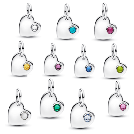 Pandora Birthstone Heart Dangle Charms Collection, Multi-Color DIY Beads