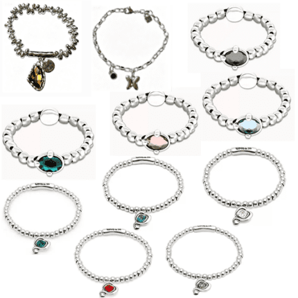 Gemstone Beaded Bracelet Collection -  Luxury Silver Bangles