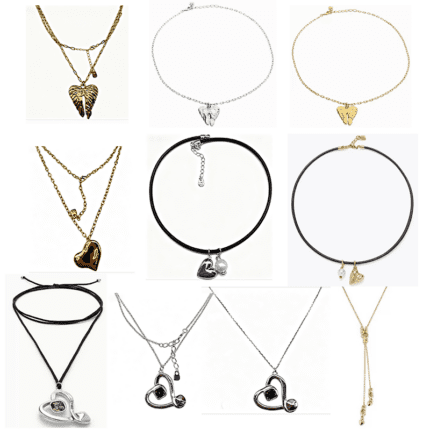 Vintage French Heart & Wing Pendant Necklace Collection - Designer Layered Chokers & Necklaces