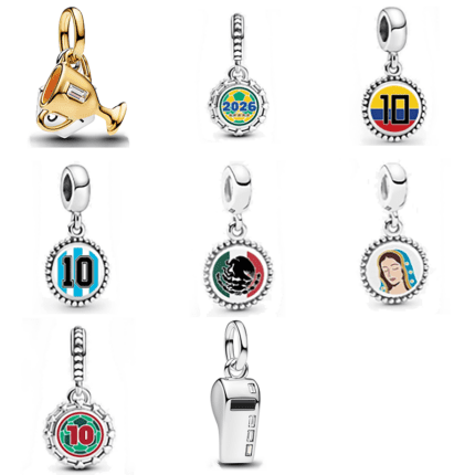 Pandora Football Themed Commemorative Dangle , Trophy Whistle Flag Jersey Number DIY Bracelet Pendant Beads