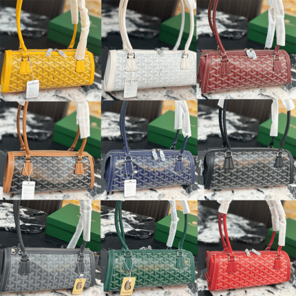 GOYARD Y Monogram Cylinder Underarm Bag, Multi-color Vintage Mini Pencil Handheld Baguette Bag | SIZE : 30*15cm