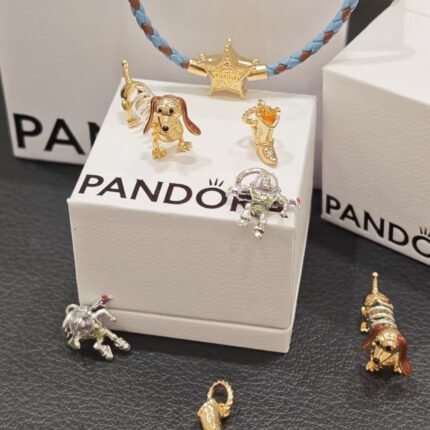 Pandora Toy Story Charm Set, Buzz Lightyear Dachshund Cowboy Boot & Star Leather Cord DIY Bracelet