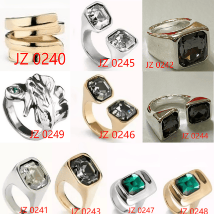 UNO de 50 Vintage Square Gemstone Open Ring, Geometric Double-Layer Textured Gold & Silver Ring